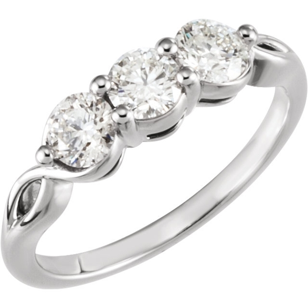 Picture of 0.99 Total Carat Three Stone Engagement Round Diamond Ring