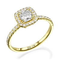 Picture of 0.73 Total Carat Halo Engagement Cushion Diamond Ring