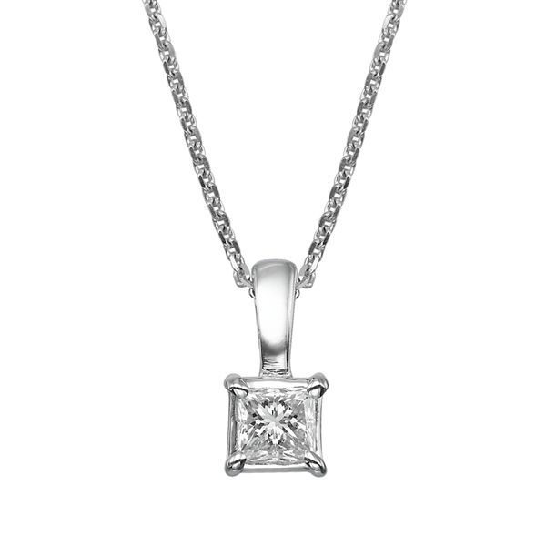 0.40 Total Carat Solitaire Princess Diamond Pendant | AGY Diamonds