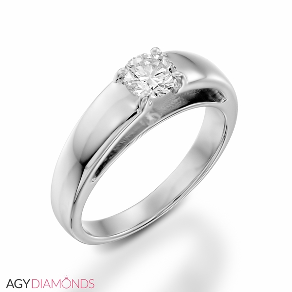 Picture of 0.90 Total Carat Solitaire Engagement Round Diamond Ring