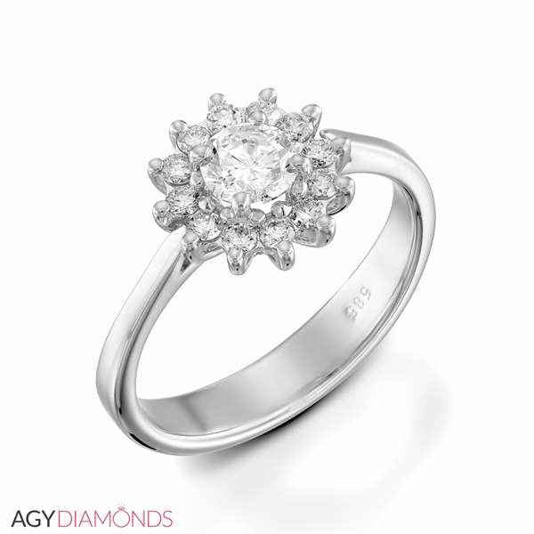 Picture of 0.74 Total Carat Halo Engagement Round Diamond Ring