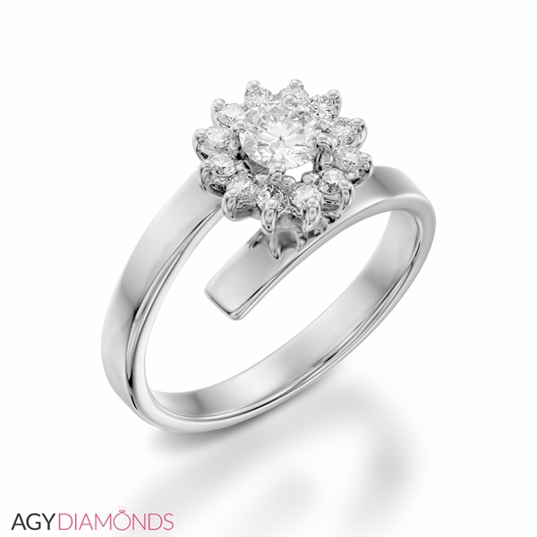 Picture of 0.64 Total Carat Floral Engagement Round Diamond Ring