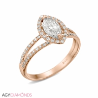 Picture of 0.90 Total Carat Halo Engagement Marquise Diamond Ring