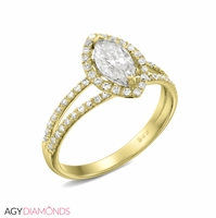 Picture of 0.90 Total Carat Halo Engagement Marquise Diamond Ring